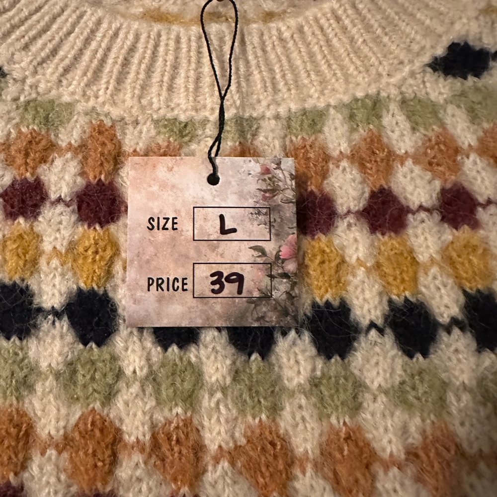 Blu Pepper Multicolor Patterned Crew Neck Sweater - image 2